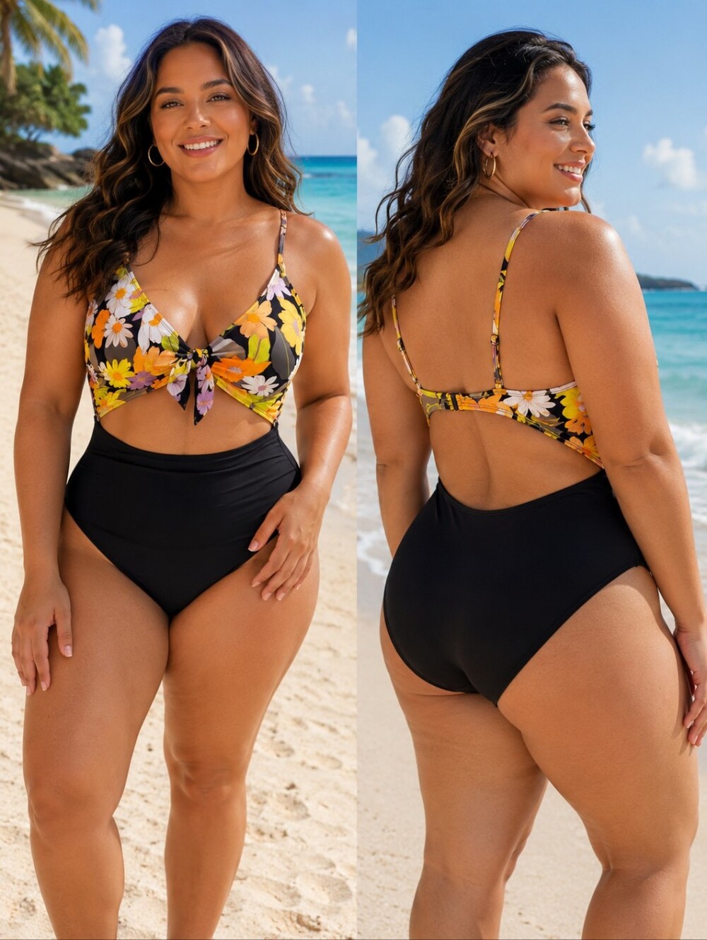🥬Eidon Floral Cutout One-Piece Medium Swimsuit